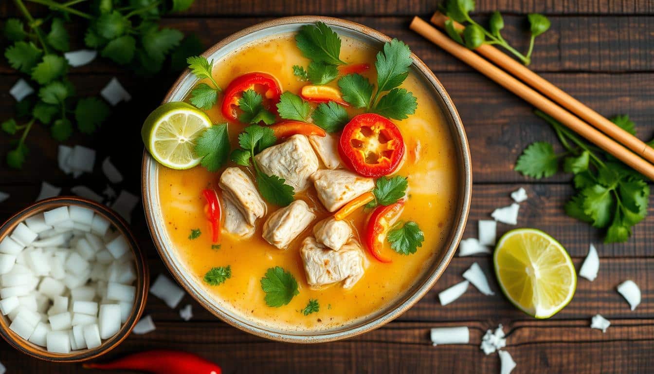 Easy Crockpot Thai Coconut Chicken Soup Recipe